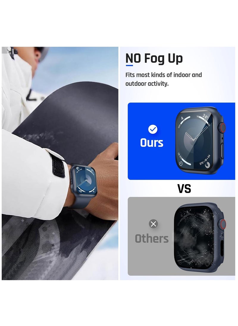 ميجوفاست حافظة مقاومة للماء لساعة Apple Watch 44 مم SE (الجيل الثاني) السلسلة 6 5 4 مع واقي شاشة من الزجاج المقوى، حافظة حماية كاملة من البولي كربونات الصلبة لساعة iWatch للرجال والنساء 44 مم أزرق  - Image 5