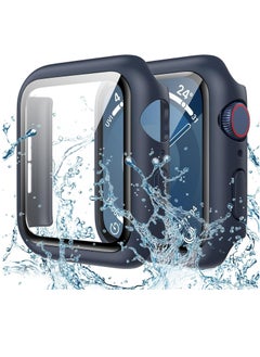 MIGOFAST Waterproof Case for Apple Watch 44mm SE 2nd Gen Series 6 5 4 with Tempered Glass Screen Protector iWatch Full Protective Hard PC Bumper Case Face Cover for Men Women 44 mm Blue  - Image 1