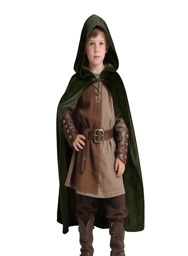 HOMELEX Renaissance Hooded Cape Witch Cloak Medieval for Boys Kids Halloween Costume - Image 1