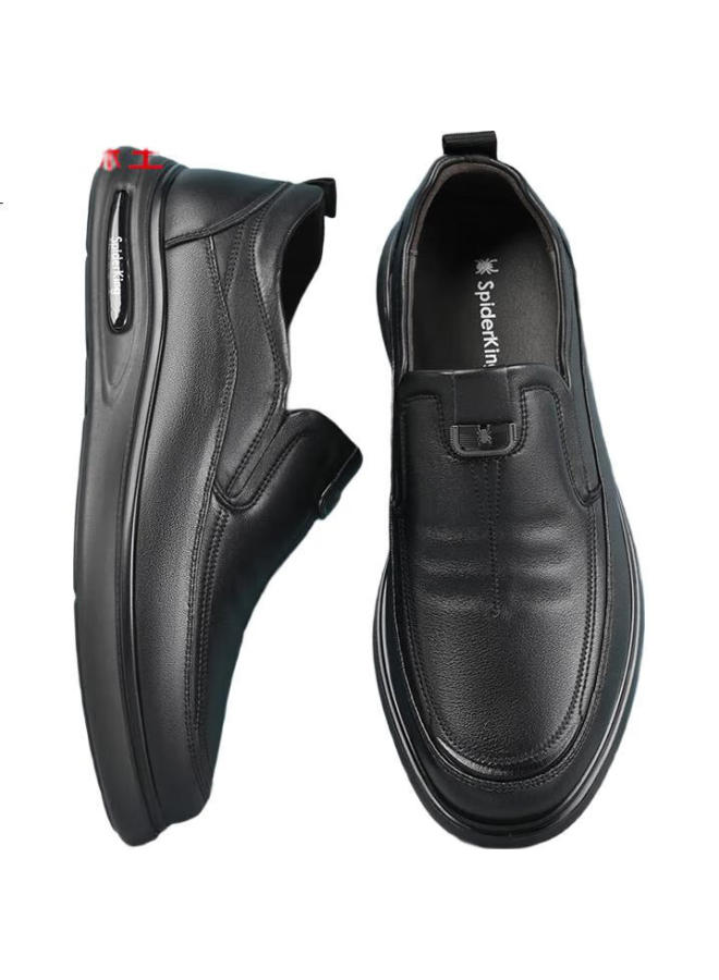 Spider King Men'S Leather Shoes Spring And Autumn Cowhide Slip-On Casual Shoes Middle-Aged Men'S Dad Shoes Black 38 - Image 2