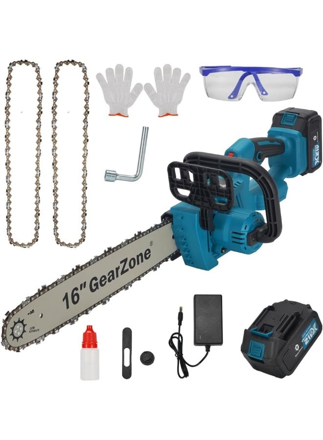 GearZone منشار كهربائي محمول بدون سلك 21 فولت - 4.0 أمبير - 16 بوصة، مدفوع ببطاريتين ليثيوم مزدوجتين - Image 1