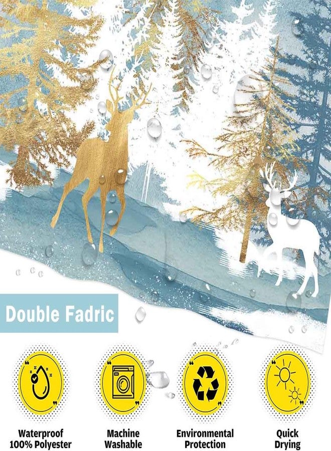 Mocsicka Christmas Shower Curtain Vintage Christmas Tree Reindeer Bathroom Curtain Winter Xmas Shower Curtain Set with 12 Hooks, 72x72 Inch - Image 4