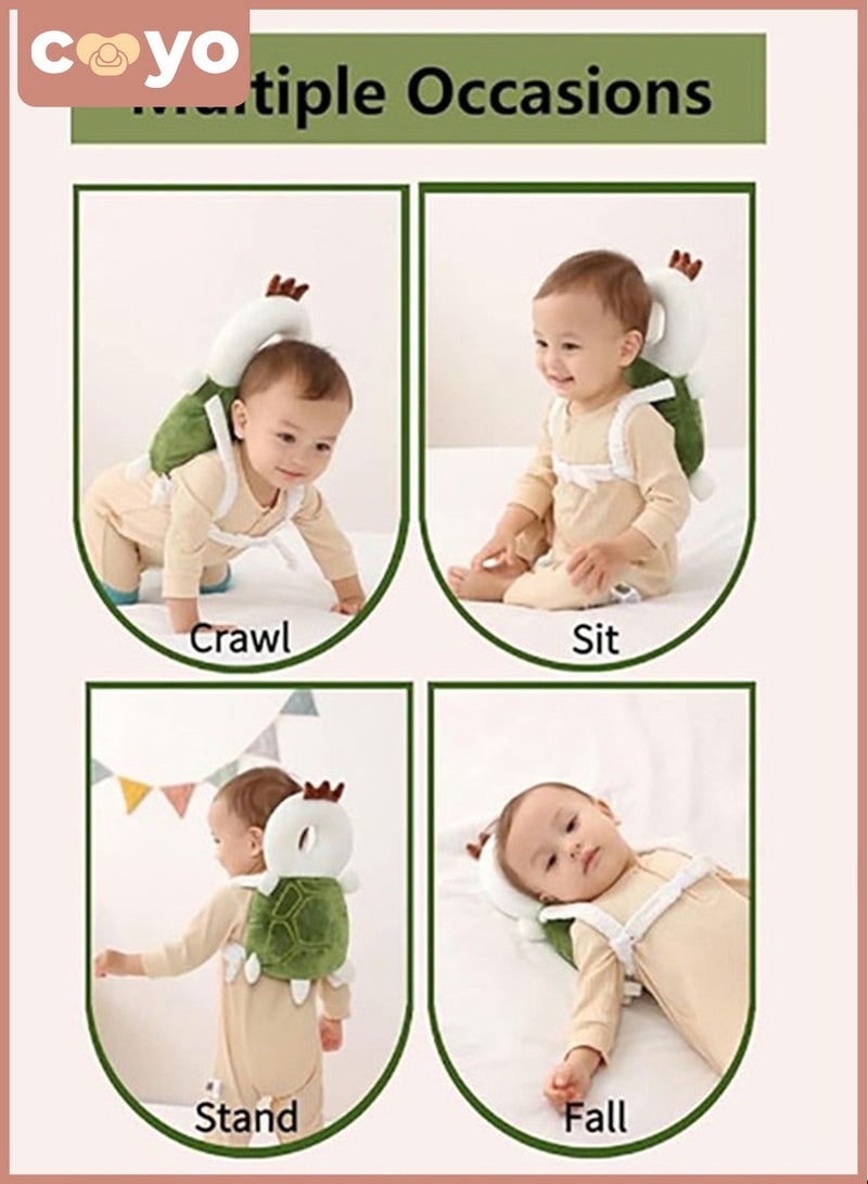 COYO Toddler Baby Head Protection Cushion Turtle Adjustable Baby Head Protection Backpack Soft and Breathable Infant Support Head Pillows Cartoon Baby Wear Safety Pad for Crawling - Image 2