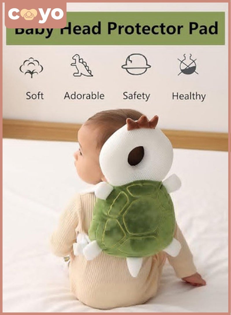 COYO Toddler Baby Head Protection Cushion Turtle Adjustable Baby Head Protection Backpack Soft and Breathable Infant Support Head Pillows Cartoon Baby Wear Safety Pad for Crawling - Image 4