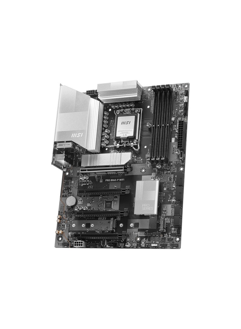 إم اس أي PRO B860-P WiFi ATX Motherboard, Intel LGA 1851 Core Ultra 2 CPU Support, 4x DDR5 UDIMM Up to 256GB, PCIe 5.0 & 4.0 Slots, 3x M.2 Gen5/Gen4, 4x SATA 6Gb/s, Wi-Fi 7, Bluetooth 5.4, 5Gb LAN, Thunderbolt 4, HDMI 2.1, DisplayPort 1.4, AI Cooling & Boost, Pre-installed I/O Shield | 911-7E41-001 - Image 4