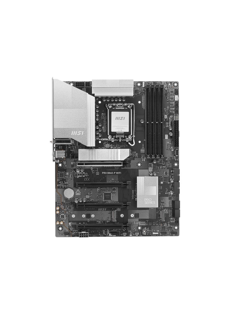 إم اس أي PRO B860-P WiFi ATX Motherboard, Intel LGA 1851 Core Ultra 2 CPU Support, 4x DDR5 UDIMM Up to 256GB, PCIe 5.0 & 4.0 Slots, 3x M.2 Gen5/Gen4, 4x SATA 6Gb/s, Wi-Fi 7, Bluetooth 5.4, 5Gb LAN, Thunderbolt 4, HDMI 2.1, DisplayPort 1.4, AI Cooling & Boost, Pre-installed I/O Shield | 911-7E41-001 - Image 2