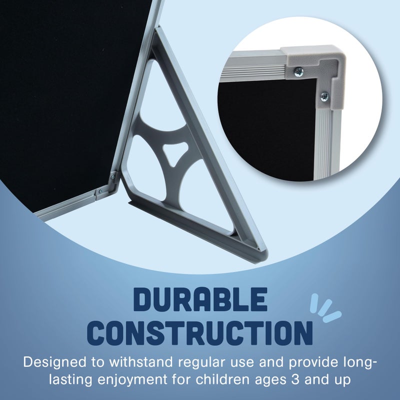 Constructive Playthings 3 'N 1 Magnetic Write and Wipe Reversible Whiteboard and Felt Board for Toddlers with Stand, Classroom Supplies, Hands-On Learning, Hang or Free-Standing, Toddler Toys for 3+ - Image 5