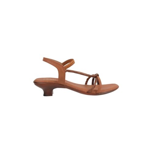 Metro Women Tan Embellished Casual Kitten Heel Sandals UK/5 EU/38 (33-843) - Image 4