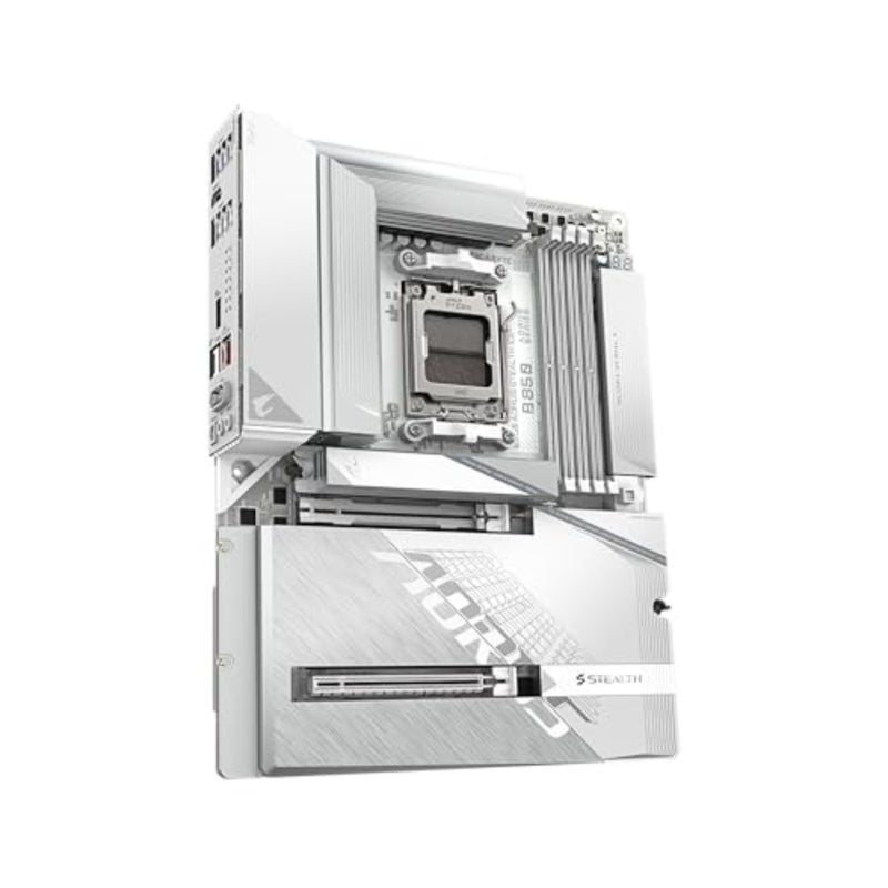B850 AORUS STEALTH ICE AMD AM5 ATX motherboard with DDR5, 4x M.2, PCIe 5.0, USB-C, WIFI7, 5GbE LAN, EZ-Latch - Image 3