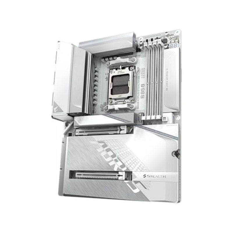 B850 AORUS STEALTH ICE AMD AM5 ATX motherboard with DDR5, 4x M.2, PCIe 5.0, USB-C, WIFI7, 5GbE LAN, EZ-Latch - Image 4