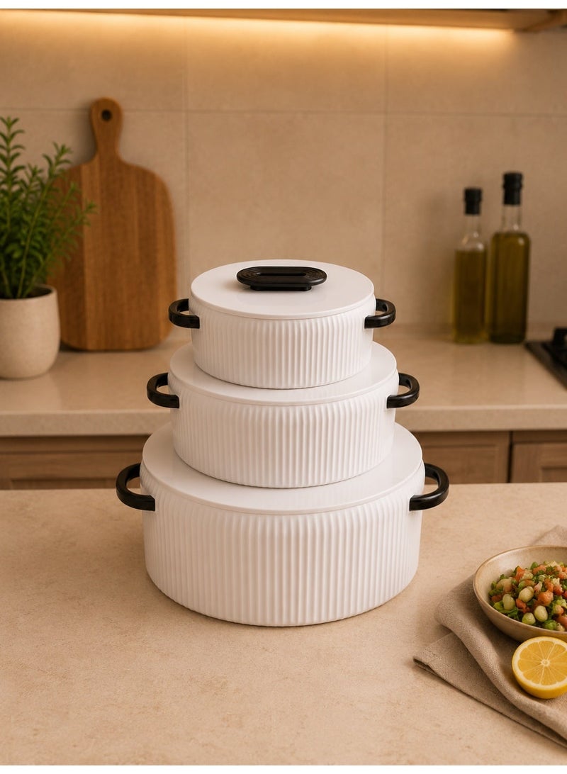 Cello Luxury Thermal Food Storage Container Set 3 Pieces 1000/1500/2500ml – Insulated Serving Pots with Elegant Handles and Lids – Stainless Steel Inner for Hot & Cold Food – Modern Kitchen & Dining Design - Image 3