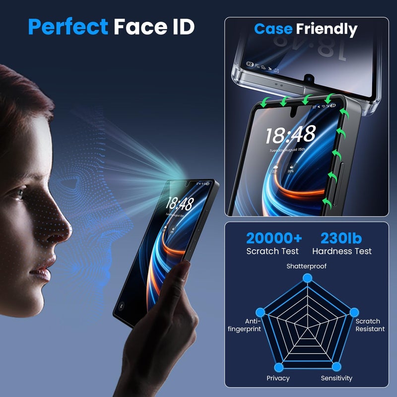WSKEN for Samsung Galaxy S26 Ultra Screen Protector - [100% Fingerprint Unlock Support] Case Friendly 10X Military Shatterproof Durable Tempered Glass Film for Galaxy S26 Ultra,2 PCS - Image 4