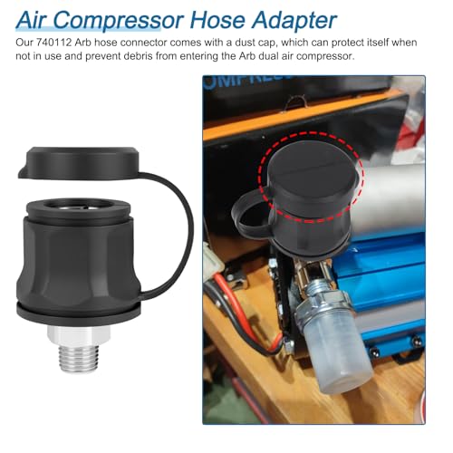 RO6G 740112 Air Compressor Hose Adapter Replacement A-R-B Hose Coupling Adapter with Rubber Dust Cap for AR-B Air Chuck High Temperature Inflation Hoses Compressors Tanks Manifold Kits, 1/4 NPT Std - Image 4