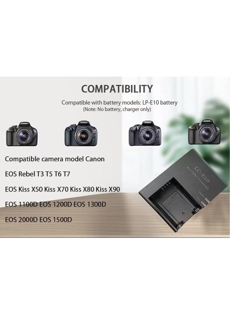 lc-e10 lc-e10c الكنسي EOS Rebel T7 T6 T5 T3 T100 4000D 3000D 2000D 1500D 1300D 1200D 1100D LC-E10 الطائر شاحن بطارية سريع ، أسود - Image 4