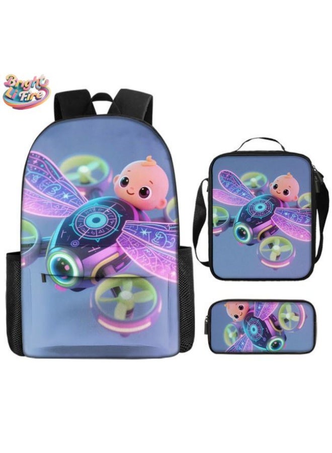 Bright Li Fire Unlock the new fashion of childish fun! Three-piece set of bags, cartoon elements for children and teenagers (students, children, friends' outings, mountain climbing, schooling, etc. can be used) - 118 - Image 1