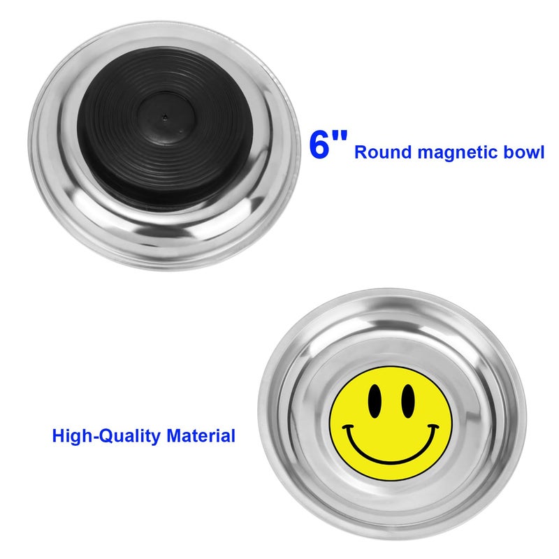 VASTOOLS Magnetic Parts Tray 3 Pack, 6" Round Magnetic Parts Bowl, Stainless Steel,for Screw Socket Pin Tools Nuts Bolts Ferruginous Metal Accessories - Image 4
