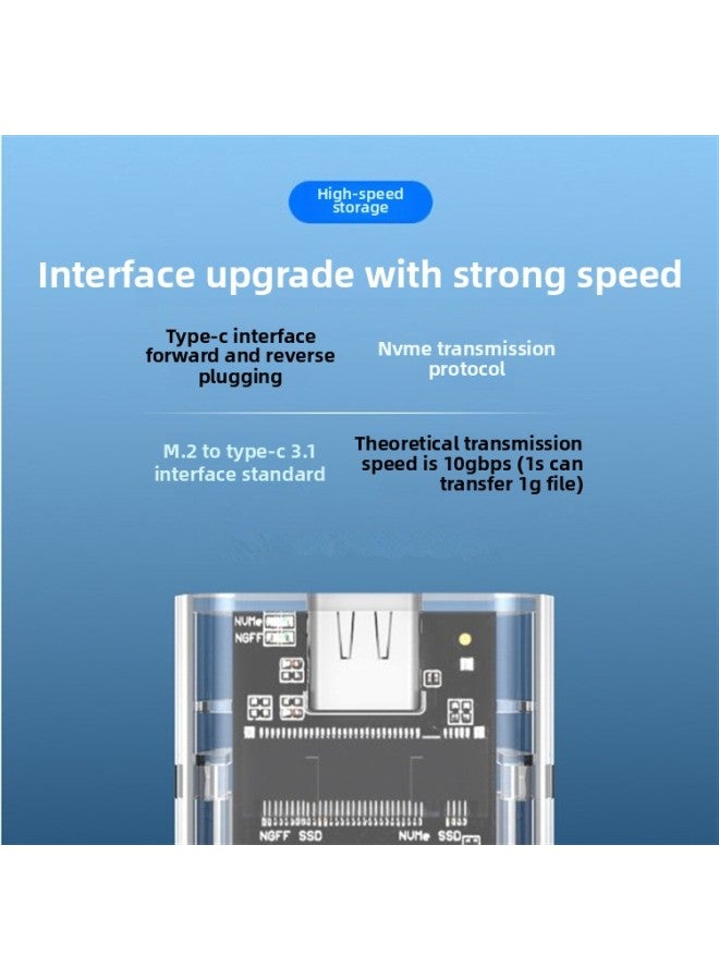 M.2 Solid State Hard Disk Box NVMe/NGFF Dual Protocol Hard Disk Box USB3.1 Transparent Type-c Mobile Hard Disk Box-Color:Blue Aluminum Box Gold MT-NVME Protocol  - Image 4