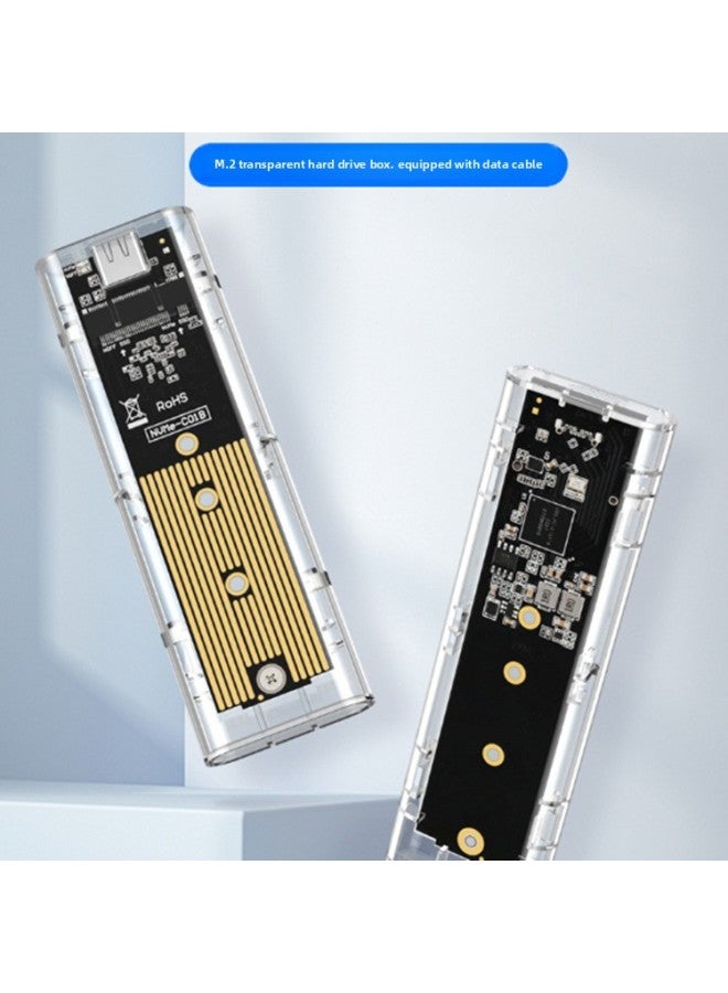 M.2 Solid State Hard Disk Box NVMe/NGFF Dual Protocol Hard Disk Box USB3.1 Transparent Type-c Mobile Hard Disk Box-Color:Blue Aluminum Box Gold MT-NVME Protocol  - Image 2
