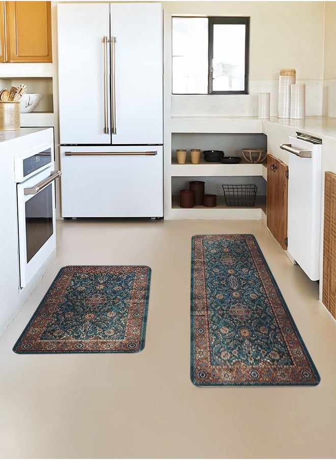 Generic 2 PCS Kitchen Floor Mats Rugs Set, Cushion Floor Carpet, Waterproof, Oil Resistant and Anti-Fatigue PU Standing Mat for Kitchen, Floor, Office, Sink, Laundry 45*75CM+45*120CM  - Image 3
