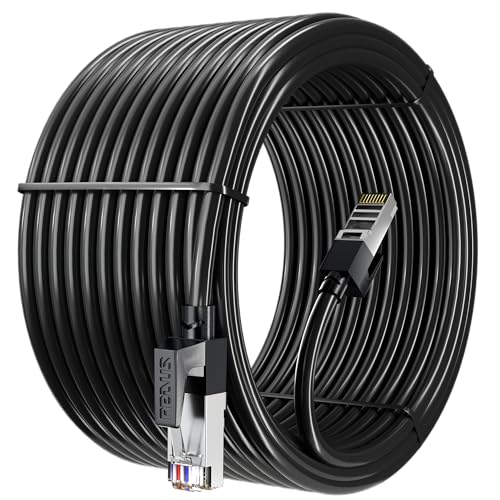 FEDUS 30 Meter Heavy Duty Outdoor Cat6 Cable Weatherproof/UV Resistant 10000mbps Ethernet Cable Suitable for Direct Burial Installations Ethernet Patch LAN Cable,Internet cable Network Cord Black - Image 1