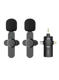 Dual Wireless Lavalier Lapel Microphone for iPhone, Android, Camera-Cordless Double Mics Plug-Play 2.4G Ultra Low Delay Built-in Noise Reduction Chip 7H Long Working Time for Two-Person Creator