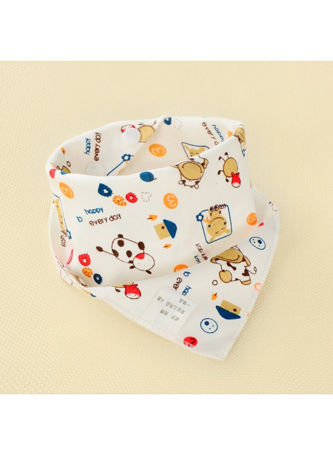 Baby's Towel Baby's Pure Cotton Triangle Towel Double Layer Cartoon Printed Baby's Triangle Towel Children's Bib