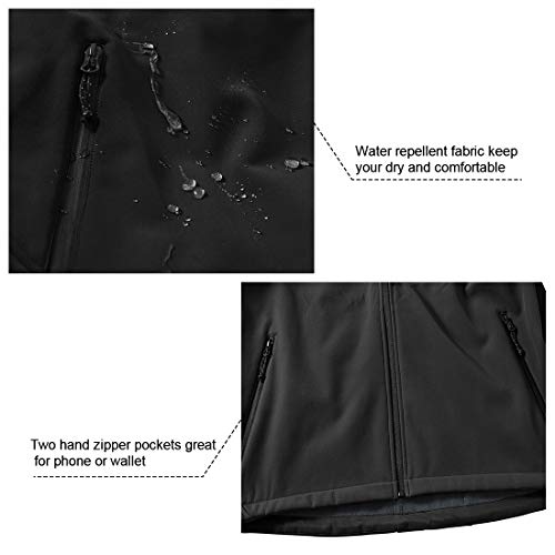 Gopune Men's Lightweight Soft Shell Jacket Fleece Lined Waterproof Hooded Hiking Winter Jacket (Black,S) - Image 4