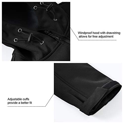Gopune Men's Lightweight Soft Shell Jacket Fleece Lined Waterproof Hooded Hiking Winter Jacket (Black,S) - Image 5