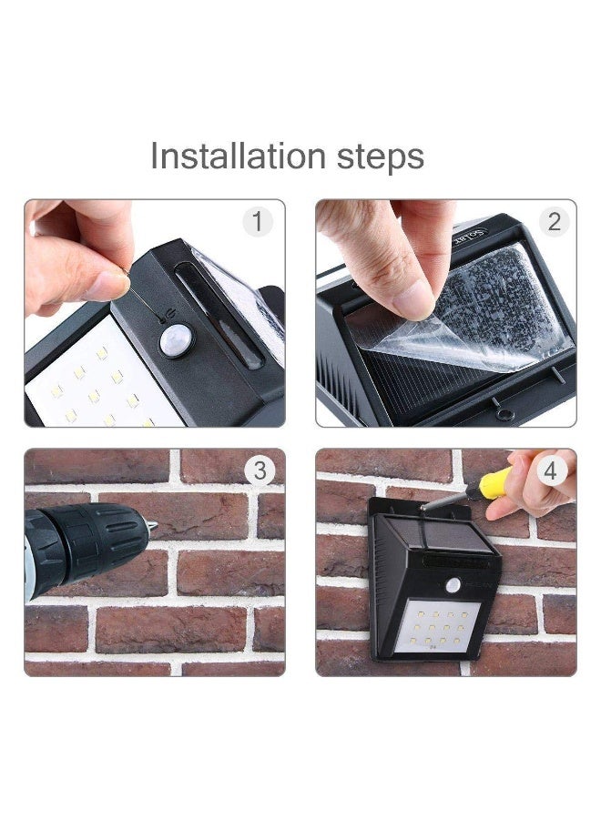 16 LED Solar Motion Sensor Wall Light, Outdoor Waterproof Security Light, Auto On/Off, White Light, 6 × 20 cm | Model: SL-16MS - Image 3