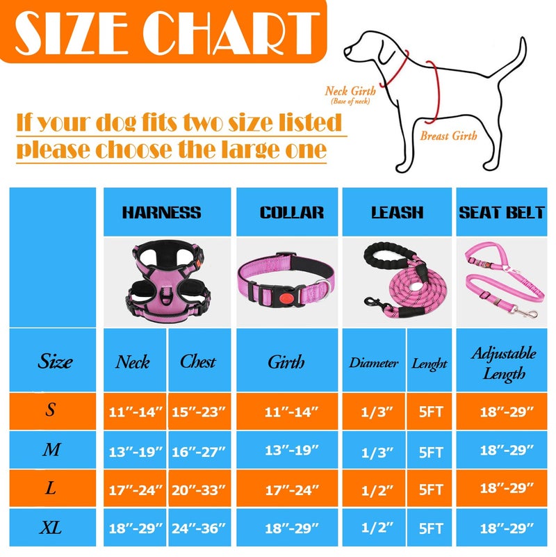 LOBEVE No Pull Dog Harness, Collar & Leash Set | Includes Dog Seat Belt, Collapsible Bowls & Poop Bag Dispenser. Ideal for Training, Walking, Hiking. Fits Small to Large Dogs(Pink-L) - Image 3