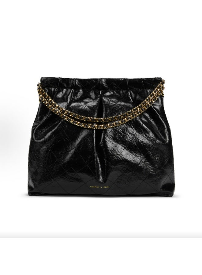 Charles & Keith Duo Chain Handle Shoulder Bag u0026 Crossbody Bag u0026 Hobo Bag - Black - Image 1