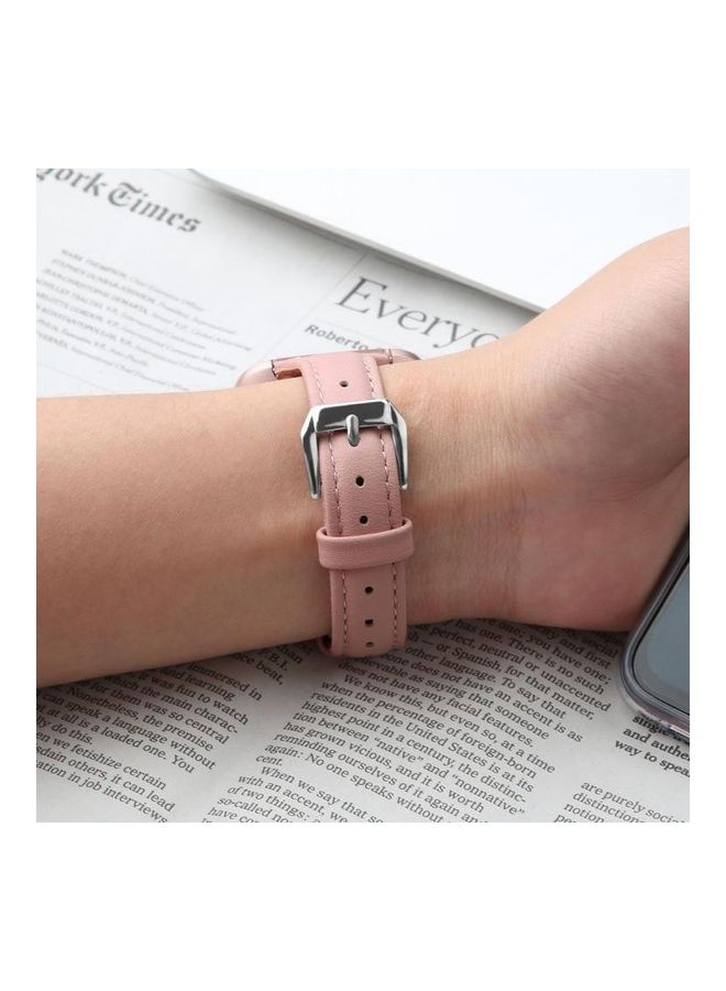 NIBEMINENT Leather Wrist Strap For Fitbit Versa 2 Smart Watch Rose Pink  - Image 3