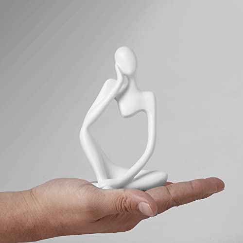 BrownLove 3pcs Decor White Thinker Statue Abstract Art Sculpture，Resin Collectible Figurines for Home Living Room Office Shelf Decoration - Image 3