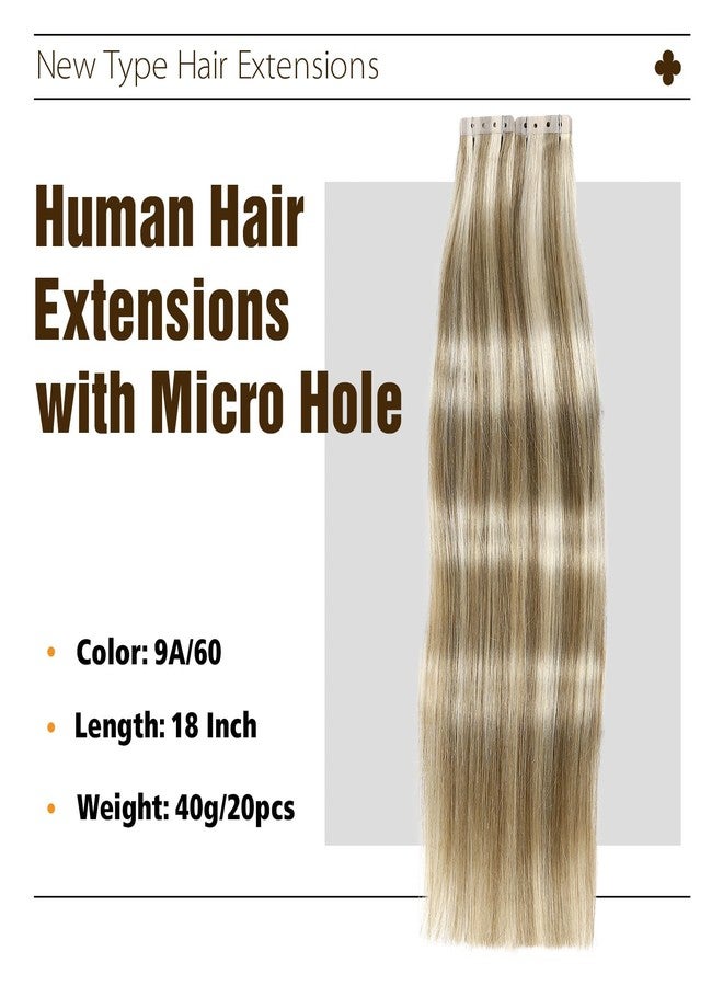LADY MIRANDA Mixed Blonde Hair Extensions Real Human Hair 18 Inch 20PCS Remy Hair Extensions Invisible Tape ins PU Human Hair Extensions with Micro Hole Glueless Hair Extension for Women - Image 2
