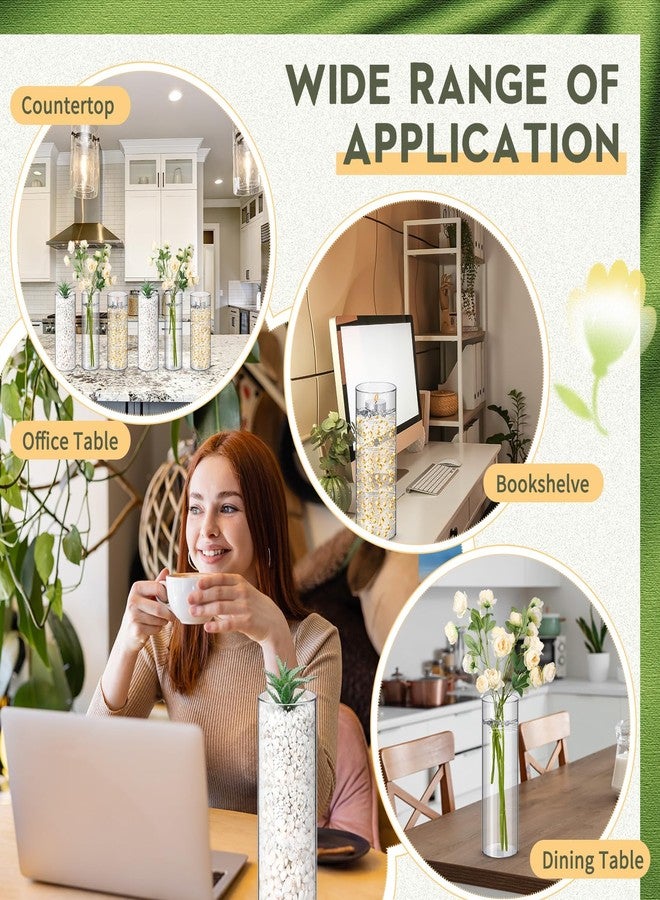 نوجو مجموعة نوجو من 6 قطع من المزهريات الأسطوانية البلاستيكية الشفافة مقاس 10 بوصات، مثالية لتزيين المنزل والحفلات، وتتميز بفتحة دائرية. - Image 3