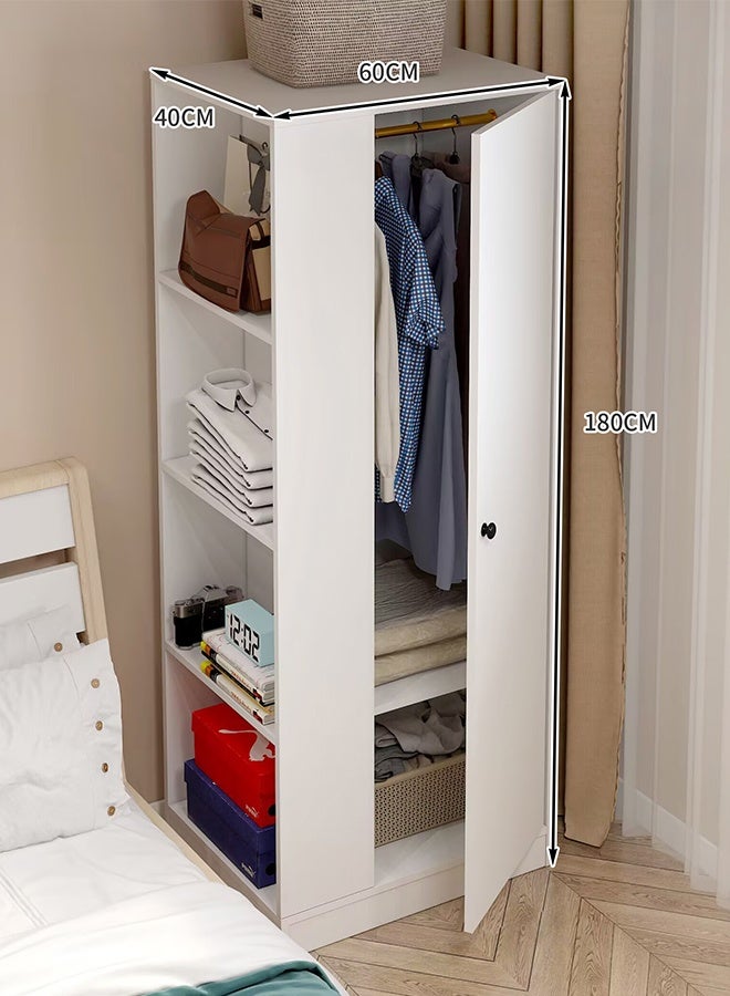 JCB CHIC Wooden Wardrobe Cabinet with Doors, 4 Open Storage Shelves,Modern White BedroomArmoire Wardrobe Closet,180cm Tall Clothes Storage Cabinet for Home Room(60×40×180CM) - Image 2