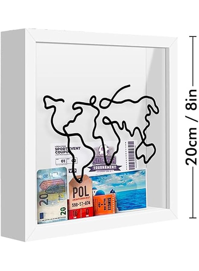 إيروريكس حامل تذاكر صندوق ذكريات السفر مع خريطة وتصميم طائرة وصندوق ظلال للهدايا التذكارية والمسرحية مقاس 8 بوصات - Image 2