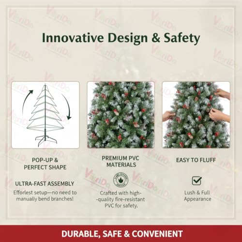 VikriDA 6.5 Feet European Cherry Pine Artificial Christmas Tree | Premium Xmas Tree with Foldable Metal Stand for Party Decoration - Image 5