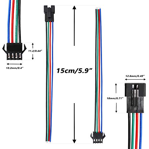 mxuteuk 20 Pairs 22 AWG JST SM Plug 4 Pin Male to Female LED Wire Connector Adapter Electrical Cable 150mm for Led Strip 5050 3528 - Image 3