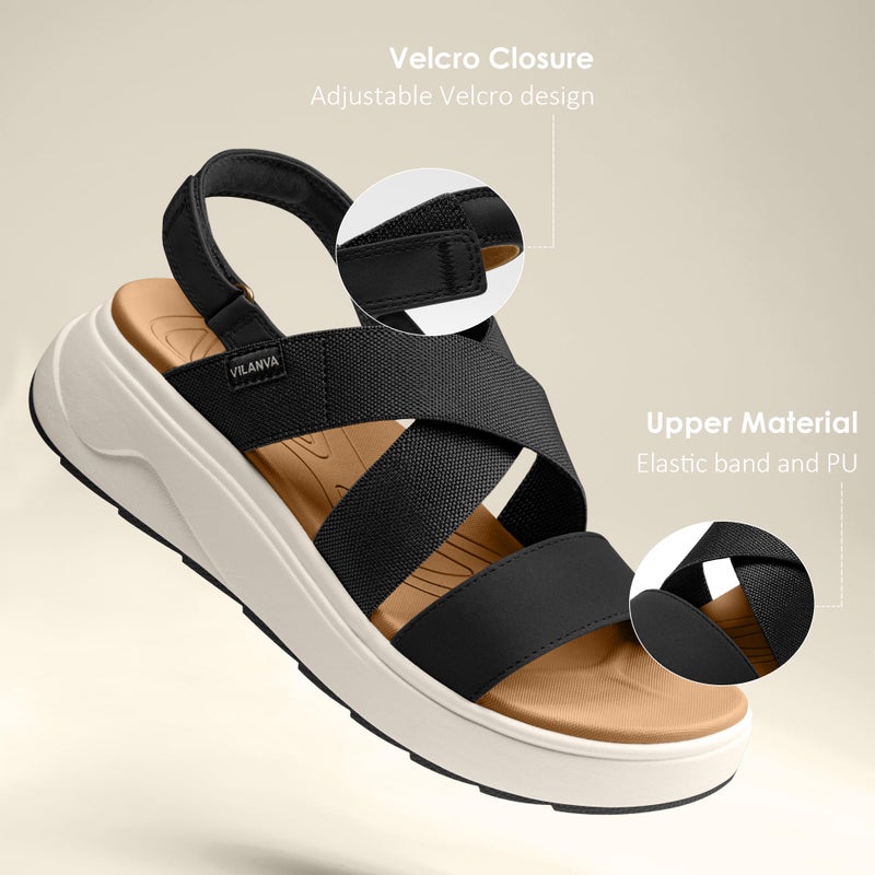 Vilanva Women's platform sandals Black Size 8 - Image 5