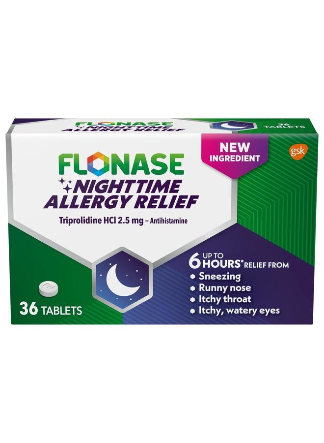 FLONASE Nighttime Allergy Relief Tablets, Up to 6 Hours of Allergy Medicine - 36 Coated Tablets - Image 1