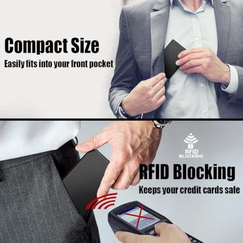 FurArt Slim Minimalist Wallet, Front Pocket Wallets, RFID Blocking, Credit Card Holder for Men-Black - Image 4