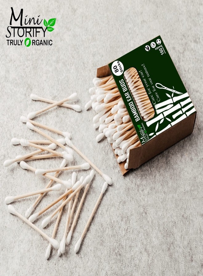 Mini Storify Truly Organic ميني ستوريفاي - أعواد تنظيف الأذن من القطن والخيزران - عبوة من 6 قطع - 480 عودًا / 960 مسحة - أعواد/مسحات تنظيف الأذن من الخيزران والخشب - أعواد تنظيف أذن صديقة للبيئة، عضوية وقابلة للتحلل الحيوي - Image 4