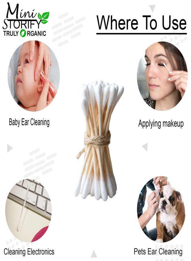 Mini Storify Truly Organic ميني ستوريفاي - أعواد تنظيف الأذن من القطن والخيزران - عبوة من 6 قطع - 480 عودًا / 960 مسحة - أعواد/مسحات تنظيف الأذن من الخيزران والخشب - أعواد تنظيف أذن صديقة للبيئة، عضوية وقابلة للتحلل الحيوي - Image 5