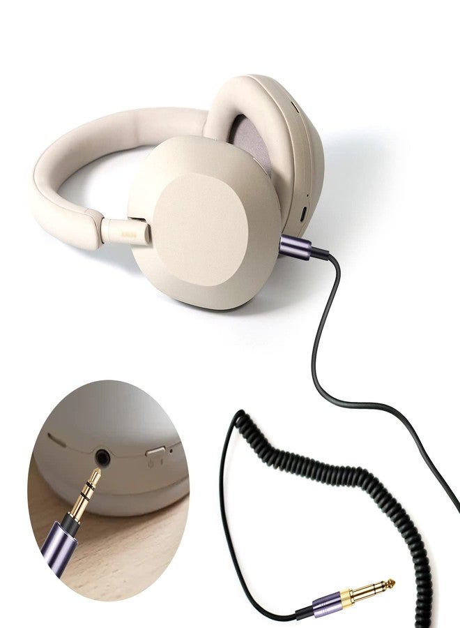 weishan كابل وايشان WH-1000XM5 الملتف AUX لسماعات سوني WH-1000XM6، WH-CH720N، WH-CH710N، MDR-950BT، 1AM2، 7520 لإلغاء الضوضاء، سلك تمديد 3.5 مم (1/8") مع محول 6.35 مم (1/4")، بطول 14 قدم - Image 3