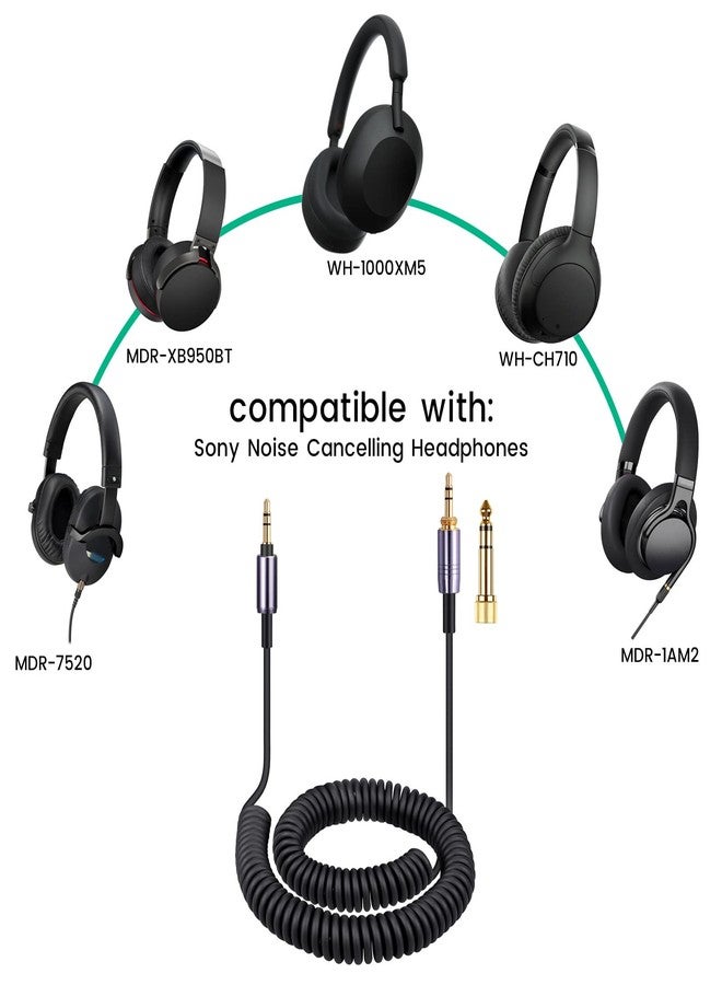 weishan كابل وايشان WH-1000XM5 الملتف AUX لسماعات سوني WH-1000XM6، WH-CH720N، WH-CH710N، MDR-950BT، 1AM2، 7520 لإلغاء الضوضاء، سلك تمديد 3.5 مم (1/8") مع محول 6.35 مم (1/4")، بطول 14 قدم - Image 2