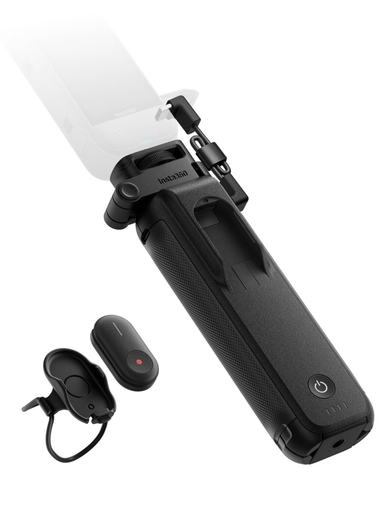 Insta360 FOMO Power Handle | 6,100mAh Extended Battery, Built-in Mini Bluetooth Remote Control & QuadPod, Compact & Sturdy, Easy to Use, USB-C In/Out ports, for X5/X4/X3 and Ace Pro 2/Go 3S w/ Adapter  - Image 2