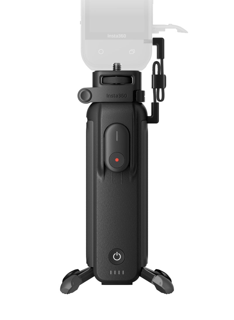 Insta360 FOMO Power Handle | 6,100mAh Extended Battery, Built-in Mini Bluetooth Remote Control & QuadPod, Compact & Sturdy, Easy to Use, USB-C In/Out ports, for X5/X4/X3 and Ace Pro 2/Go 3S w/ Adapter  - Image 3
