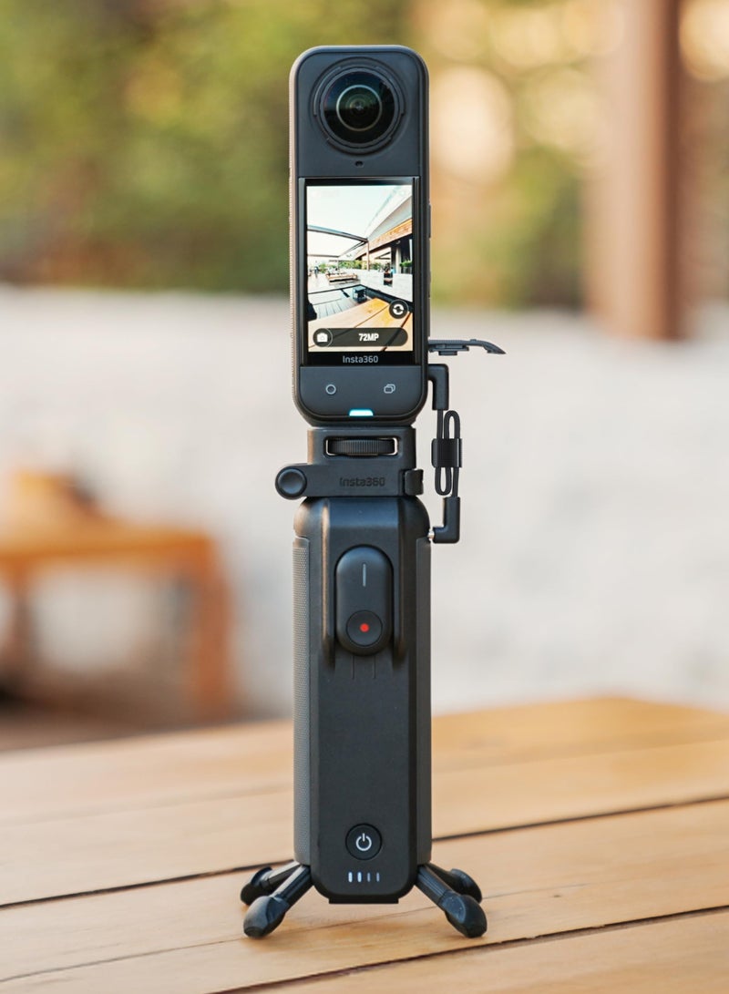 Insta360 FOMO Power Handle | 6,100mAh Extended Battery, Built-in Mini Bluetooth Remote Control & QuadPod, Compact & Sturdy, Easy to Use, USB-C In/Out ports, for X5/X4/X3 and Ace Pro 2/Go 3S w/ Adapter  - Image 5