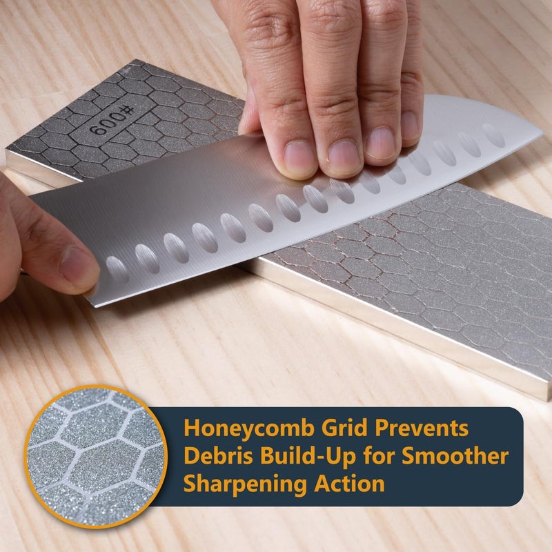 POWERTEC Diamond Sharpening Stone, 600/1000 Dual Grit Diamond Knife Sharpener, 8 inch Honing Stone with Non-Slip Base for Pocket Knife, Scissor, Chisels, Blades, Woodworking (72247) - Image 5